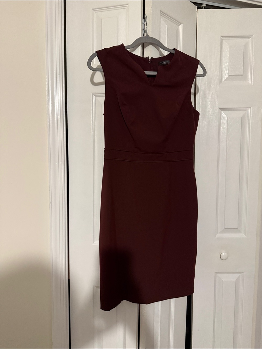The Limited Burgundy Sleeveless Sheath Midi Dress